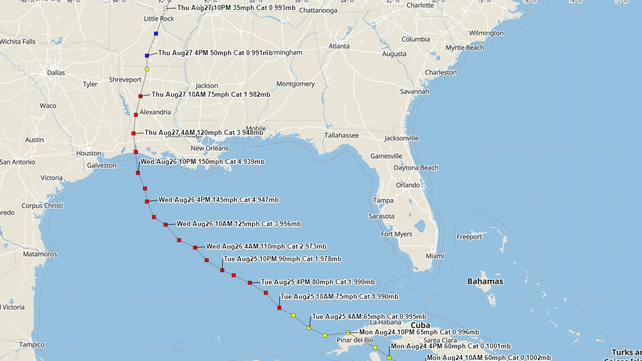 Hurricane Laura Gulf Track